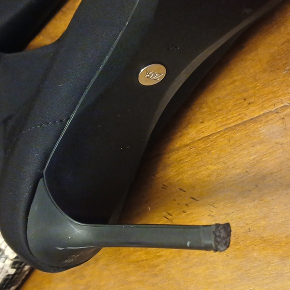 Black and Snake Print Women's Ankle Boots - Picture 6 of 7